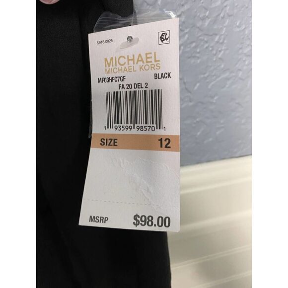 Michael Kors Black Button Detail Wide Leg Cropped Dress Pants Size 12 NWT - Picture 5 of 9